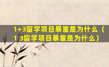 1+3留学项目暴雷是为什么（1 3留学项目暴雷是为什么）